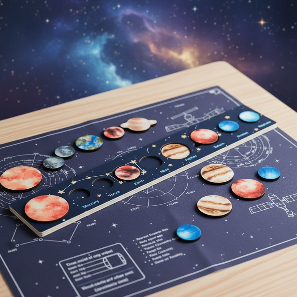 Montessori Solar System Puzzle Toy in cosmic educational setting