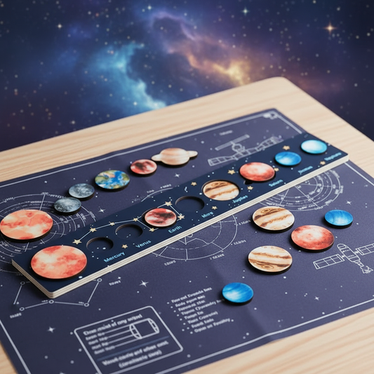 Montessori Solar System Puzzle Toy in cosmic educational setting