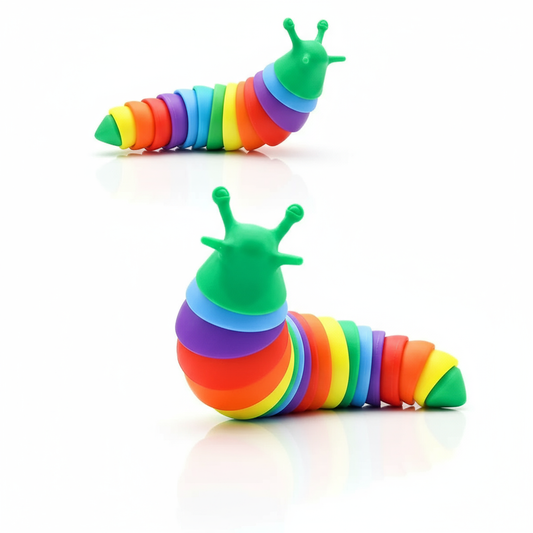 Rainbow 3D Slug Fidget Toy showcasing vibrant colors